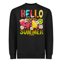 Black Hello Sweet Summer Time Heavyweight Sweatshirt - CowhideDigitalArt