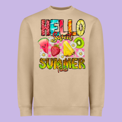 Hello Sweet Summer Time Heavyweight Sweatshirt Designed By Cowhidedigitalart