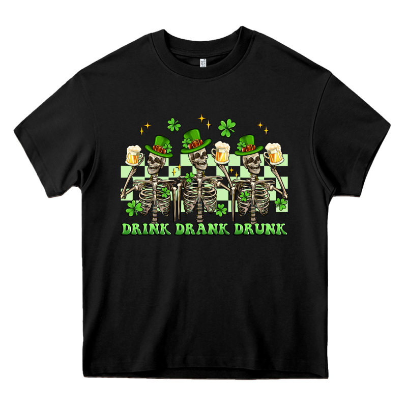 St. Patrick's Day Skeletons Drink Drank Drunk Heavy Core Tee by Artiststas | Teevron