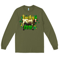 Army Green St. Patrick's Day Cow Long Sleeve Tee - HowdyJamesFarm
