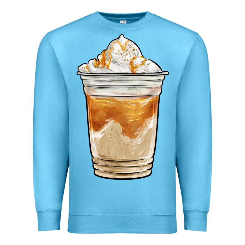 Iced Caramel Frappuccino Coffee Premium Sweatshirt by BarkalooDesign | Teevron