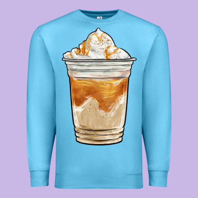 Iced Caramel Frappuccino Coffee Premium Sweatshirt Designed By Barkaloodesign