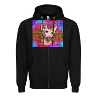 Black purple glitter roses sphynx cat Zipper Hoodie - LillyAllenDesigns