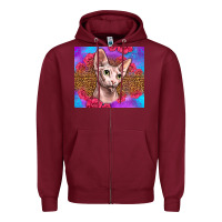 Burgundy purple glitter roses sphynx cat Zipper Hoodie - LillyAllenDesigns