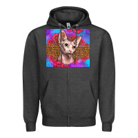 Charcoal Heather purple glitter roses sphynx cat Zipper Hoodie - LillyAllenDesigns