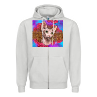 Dove Grey purple glitter roses sphynx cat Zipper Hoodie - LillyAllenDesigns