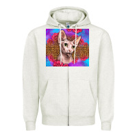 Oatmeal Heather purple glitter roses sphynx cat Zipper Hoodie - LillyAllenDesigns