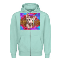 Seafoam purple glitter roses sphynx cat Zipper Hoodie - LillyAllenDesigns