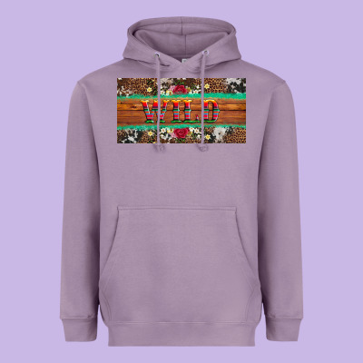 Western Wild And Floral Leopard  Cowhide Licanse Plate Heavyweight Hoodie Designed By Artiststas