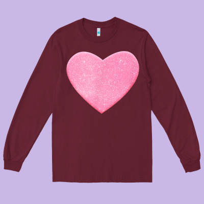Valentines Pink Heart Long Sleeve Tee Designed By Floraart