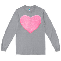 Heather Grey Valentines Pink Heart Long Sleeve Tee - FloraArt