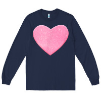 Navy Valentines Pink Heart Long Sleeve Tee - FloraArt