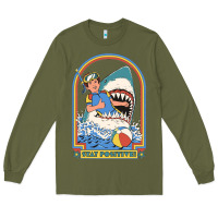 Army Green Stay Positive Classic Long Sleeve Tee - FloraArt