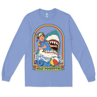Colony Blue Stay Positive Classic Long Sleeve Tee - FloraArt