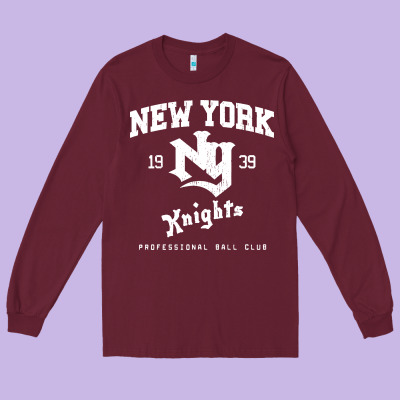 The Natural Ny New York Knights Baseball Long Sleeve Tee Designed By Floraart