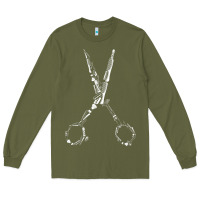 Army Green Barber Hairdresser For Barbershop Owner Gift Haircut Stylist Long Sleeve Tee - trangStudio