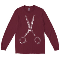 Burgundy Barber Hairdresser For Barbershop Owner Gift Haircut Stylist Long Sleeve Tee - trangStudio