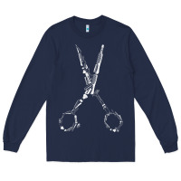 Navy Barber Hairdresser For Barbershop Owner Gift Haircut Stylist Long Sleeve Tee - trangStudio