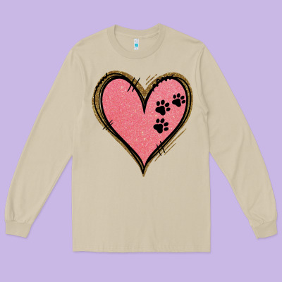 Pink Glitter Heart Long Sleeve Tee Designed By Jasminsmagicworld