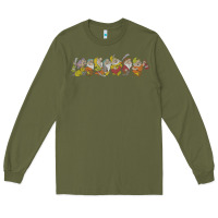 Army Green Snow White And The Seven Dwarfs Marching In Line Long Sleeve Tee - FloraArt