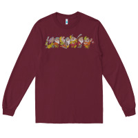 Burgundy Snow White And The Seven Dwarfs Marching In Line Long Sleeve Tee - FloraArt