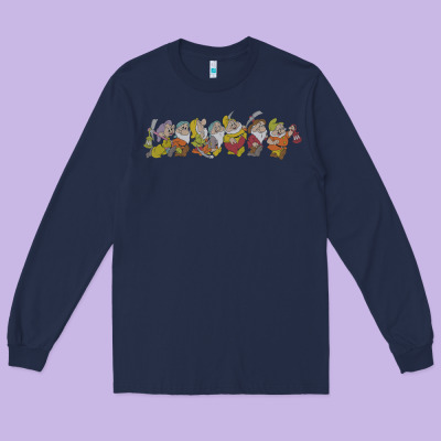 Snow White And The Seven Dwarfs Marching In Line Long Sleeve Tee Designed By Floraart
