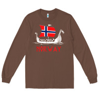 Chestnut boat norwegian flag norway viking ship norway Long Sleeve Tee - FloraArt