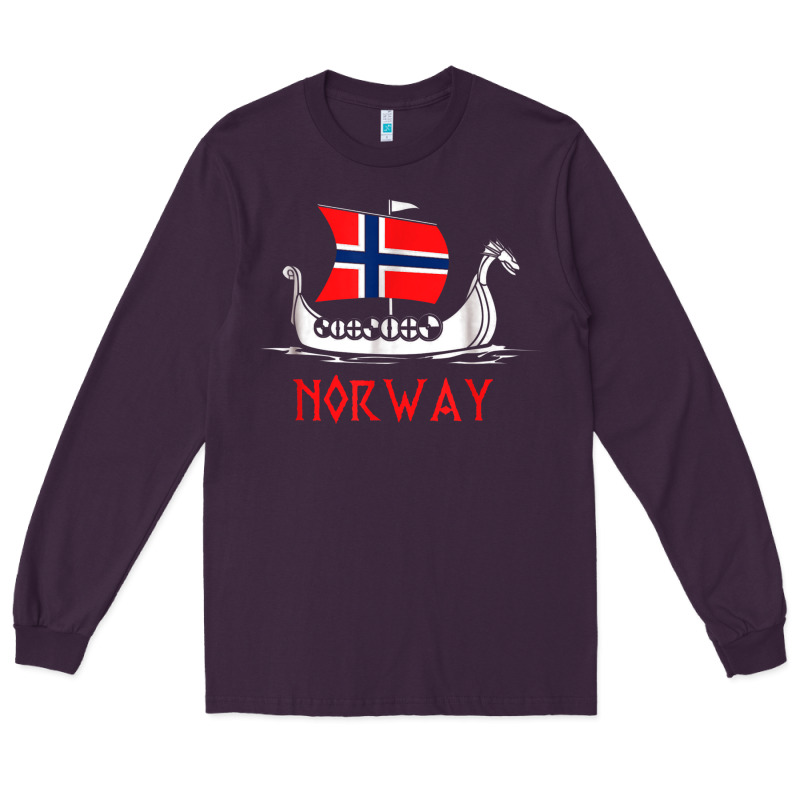 Boat Norwegian Flag Norway Viking Ship Norway Long Sleeve Tee by FloraArt | Teevron
