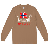 Toasted Coconut boat norwegian flag norway viking ship norway Long Sleeve Tee - FloraArt