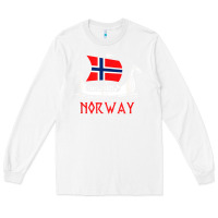White boat norwegian flag norway viking ship norway Long Sleeve Tee - FloraArt