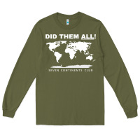 Army Green Seven Continents Shirt Long Sleeve Tee - FloraArt