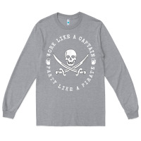 Heather Grey Work like a captain party like a pirate Long Sleeve Tee - FloraArt