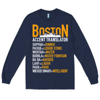 Navy wicked smaht boston accent translator bostonians gifts shirt Long Sleeve Tee - FloraArt
