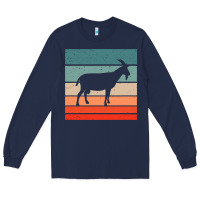 Navy goat goats retro style vintage 140 goat lover Long Sleeve Tee - ArtMosaic