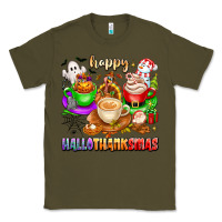 Army Green happy hallothanksmas coffee cups with ghost turkey Classic Tee - texasbilliewilder