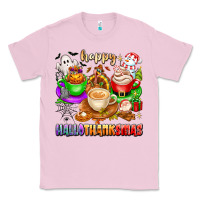 Bubblegum Pink happy hallothanksmas coffee cups with ghost turkey Classic Tee - texasbilliewilder