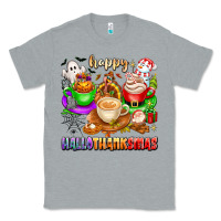 Heather Grey happy hallothanksmas coffee cups with ghost turkey Classic Tee - texasbilliewilder