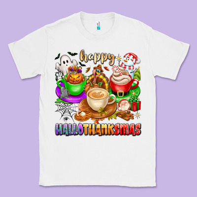 Happy Hallothanksmas Coffee Cups With Ghost Turkey Classic Tee Designed By Texasbilliewilder