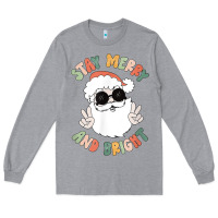 Heather Grey funny groovy stay merry and bright christmas santa claus t shirt Long Sleeve Tee - ArtMosaic