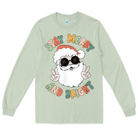 Matcha funny groovy stay merry and bright christmas santa claus t shirt Long Sleeve Tee - ArtMosaic