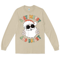 Mushroom funny groovy stay merry and bright christmas santa claus t shirt Long Sleeve Tee - ArtMosaic