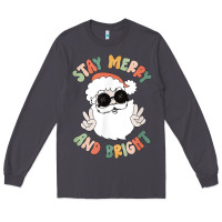 Smoke funny groovy stay merry and bright christmas santa claus t shirt Long Sleeve Tee - ArtMosaic