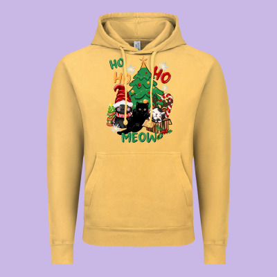 Ho Ho Ho Meow Vintage Hoodie Designed By Cowgirlartshop