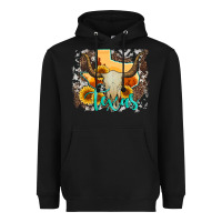 Black western texas  and cowhide with sunflower Heavyweight Hoodie - Artiststas