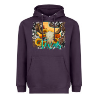 Plum western texas  and cowhide with sunflower Heavyweight Hoodie - Artiststas
