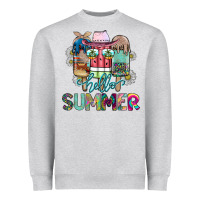 Heather Grey Hello Summer Heavyweight Sweatshirt - CowhideDigitalArt
