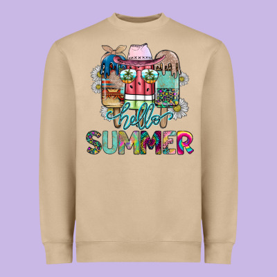 Hello Summer Heavyweight Sweatshirt Designed By Cowhidedigitalart