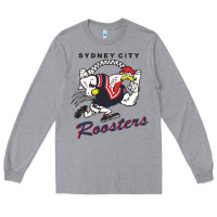 Heather Grey roosters-sydney city Classic Long Sleeve Tee - ArtMosaic