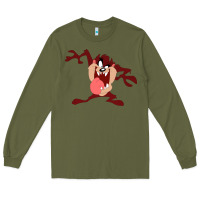 Army Green tasmanian devil cartoon character Long Sleeve Tee - ArtMosaic