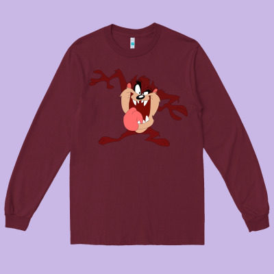 Tasmanian Devil Cartoon Character Long Sleeve Tee Designed By Artmosaic